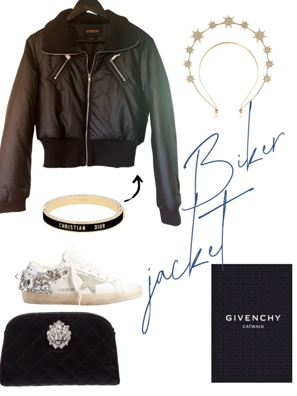 Black Quilted Cropped Biker Jacket